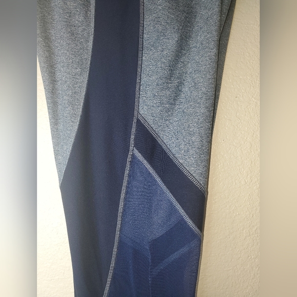 Vogo Athletica Sheer/Mesh Panel Leggings in Navy & Heather Blue - Picture 3 of 8